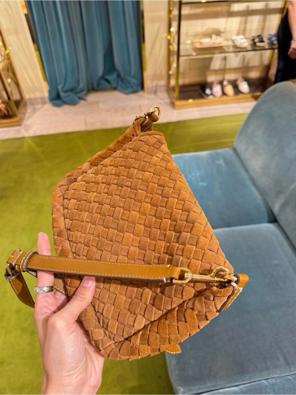 Tory Burch Thea Woven Suede Flap Crossbody in Chicroy Brown NWT - Picture 3 of 7